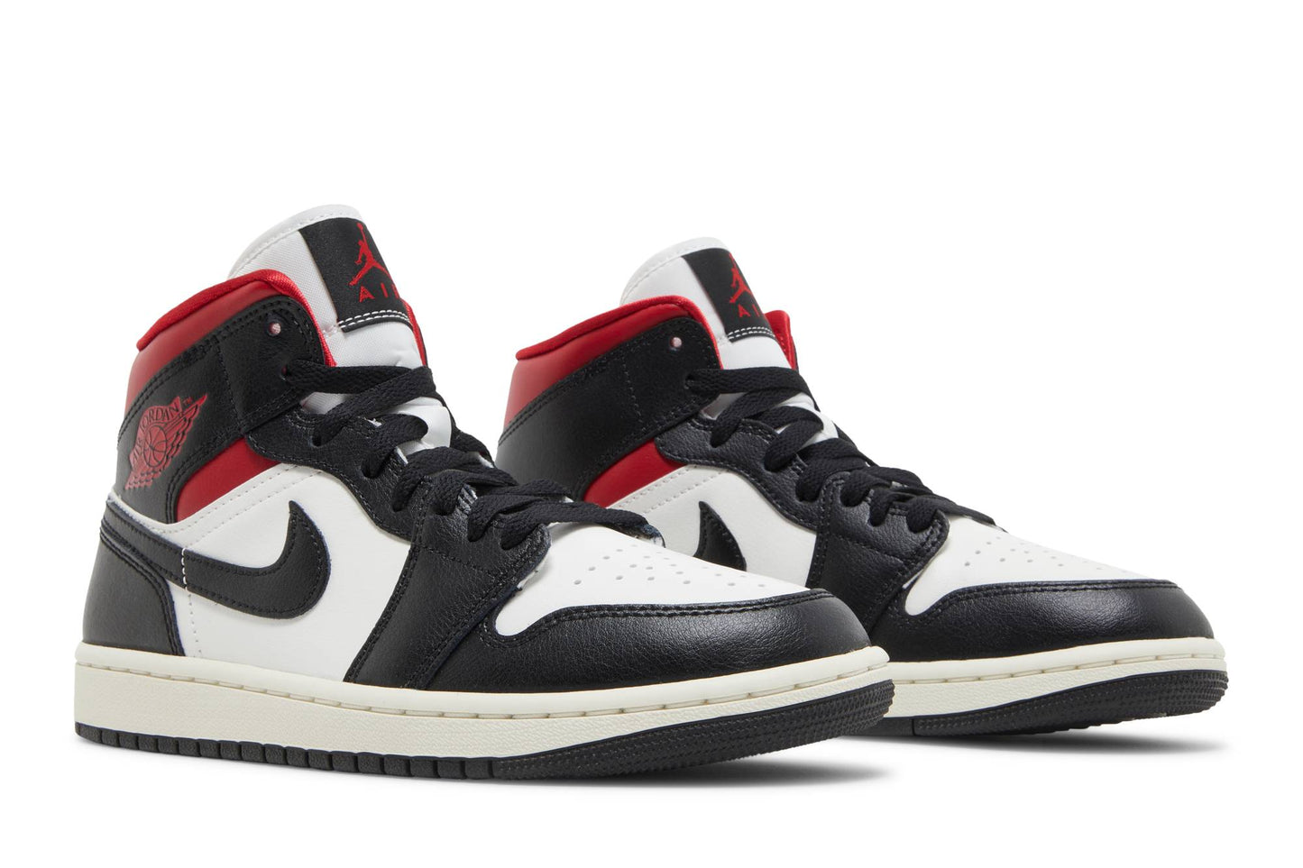( Women ) Air Jordan 1 Mid 'Black Sail Gym Red' BQ6472-061