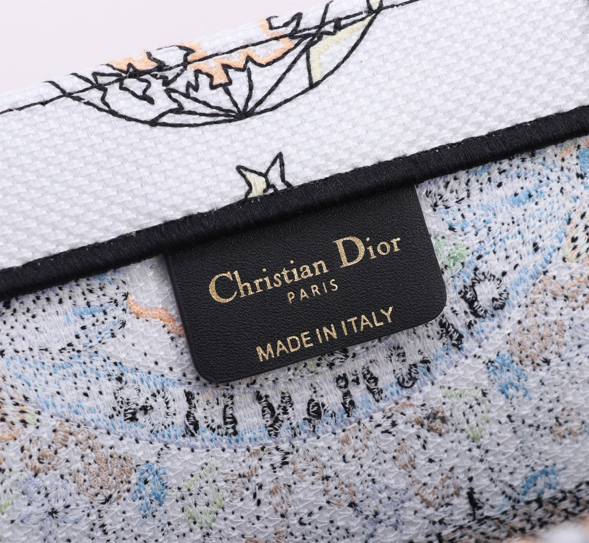 Christian Dior Book Tote - Ornamental Paisley Embroidery Canvas - Blue and White