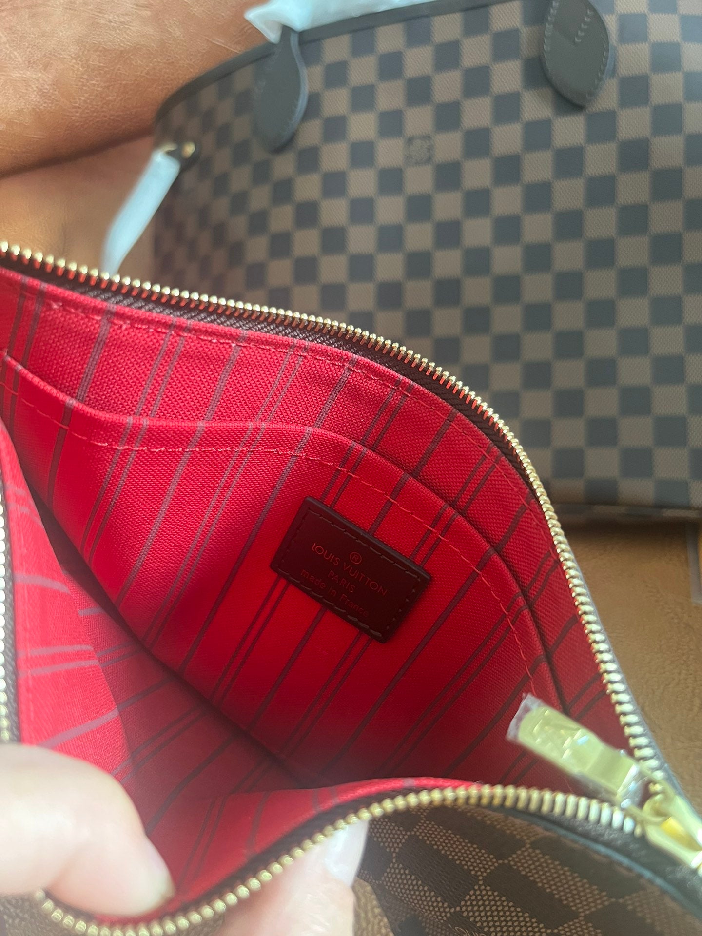 Louis Vuitton Classic Brown Checkered Tote Bag Shoulder Handbag for Women