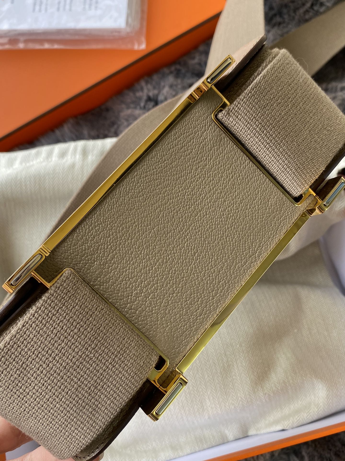 Hermès Constance Leather Shoulder Bag with Iconic H Clasp - Beige