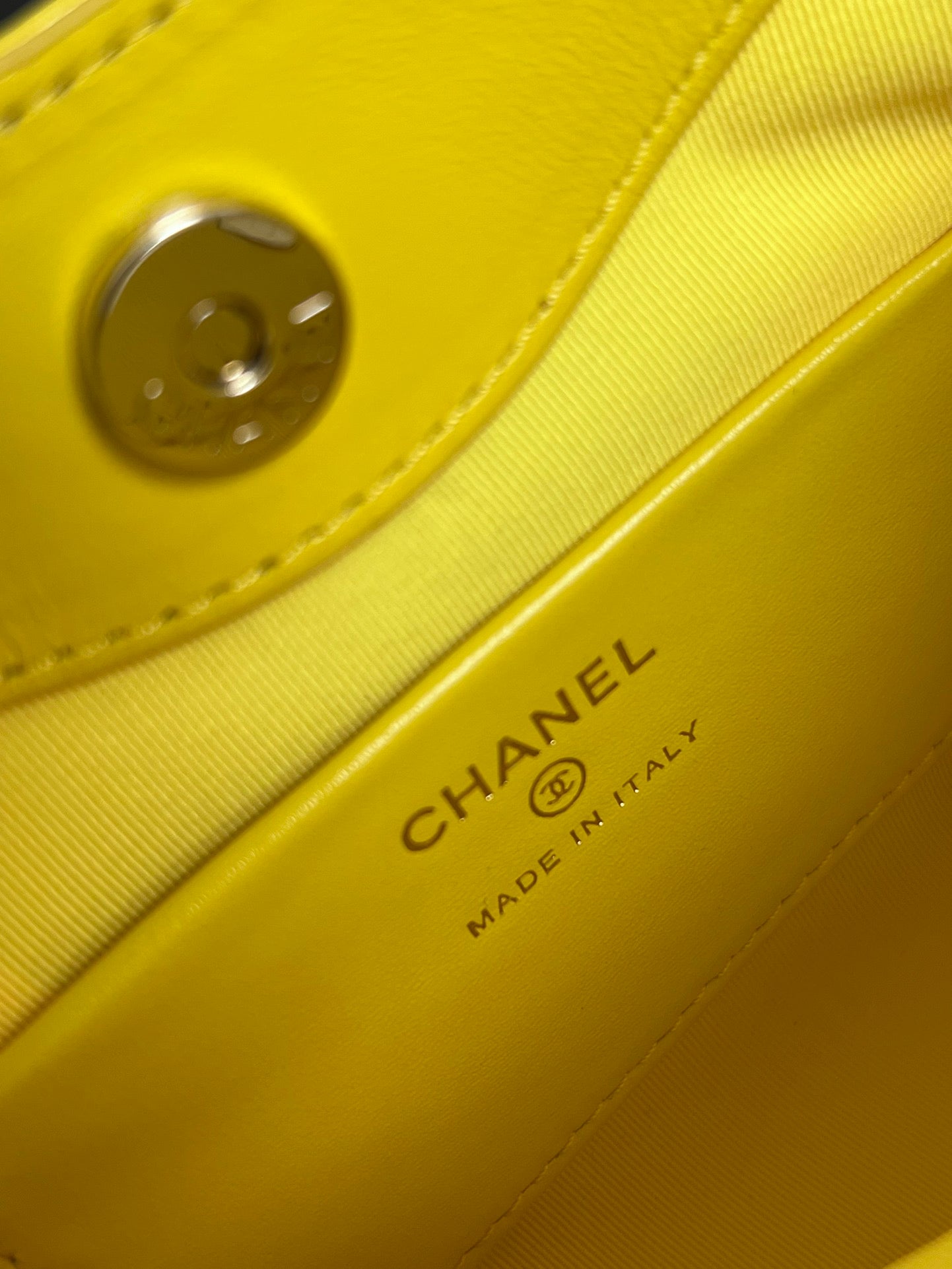 Yellow Quilted Leather Top Handle Bag with Chain Shoulder Strap