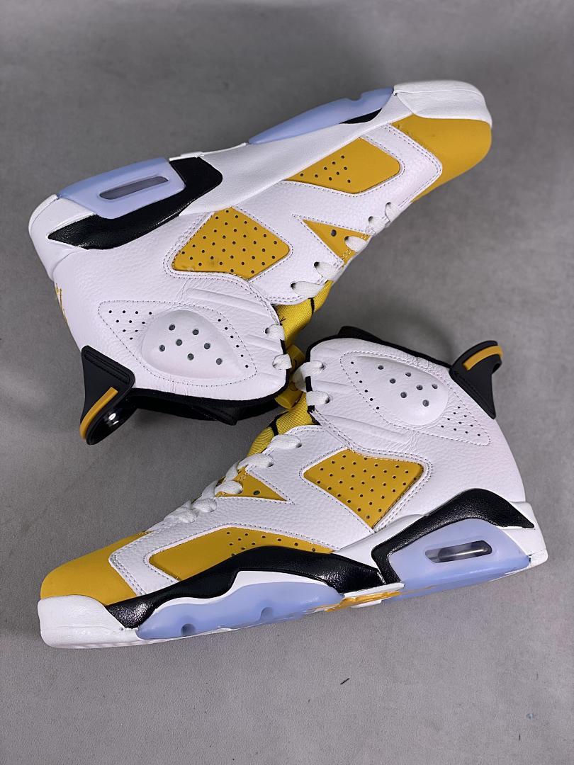 Nike Air Jordan 6 Retro "Yellow Ochre" White Black CT8529-107 Men's Sneakers