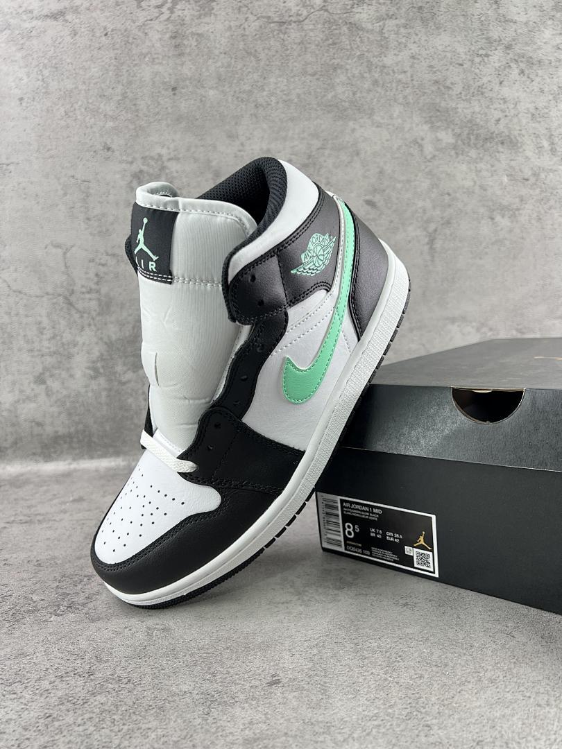 Nike Air Jordan 1 Mid 'Mint Foam' Black White Green Shoes 554724-132