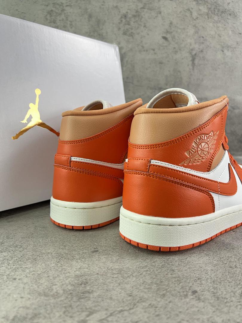 Nike Air Jordan 1 Mid Women's "Starfish" Orange White Sneakers BQ6472-104