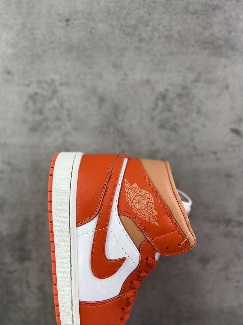 Nike Air Jordan 1 Mid Women's "Starfish" Orange White Sneakers BQ6472-104