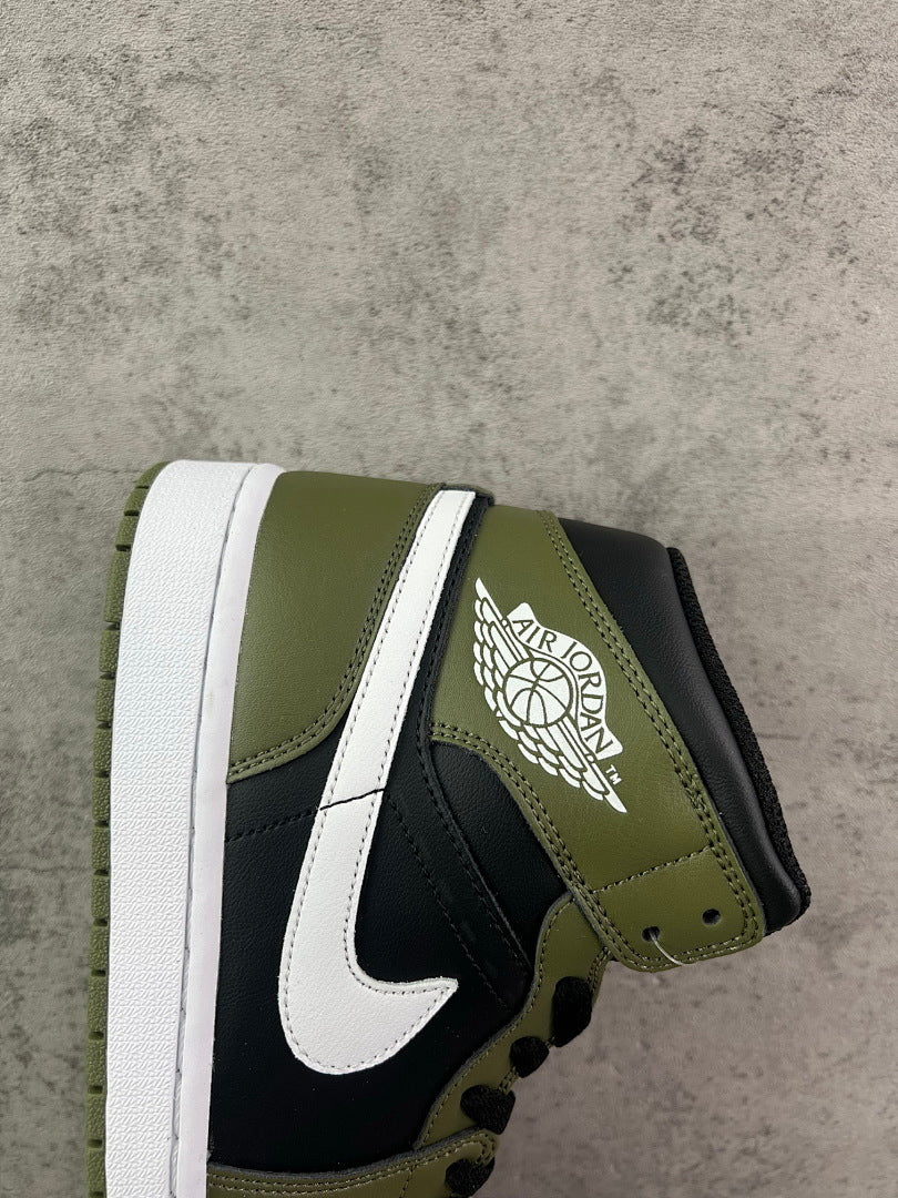 Nike Air Jordan 1 Mid Dark Olive Black White 554724-002