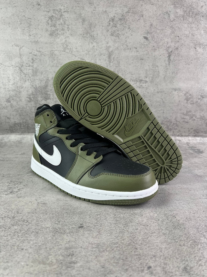 Nike Air Jordan 1 Mid Dark Olive Black White 554724-002