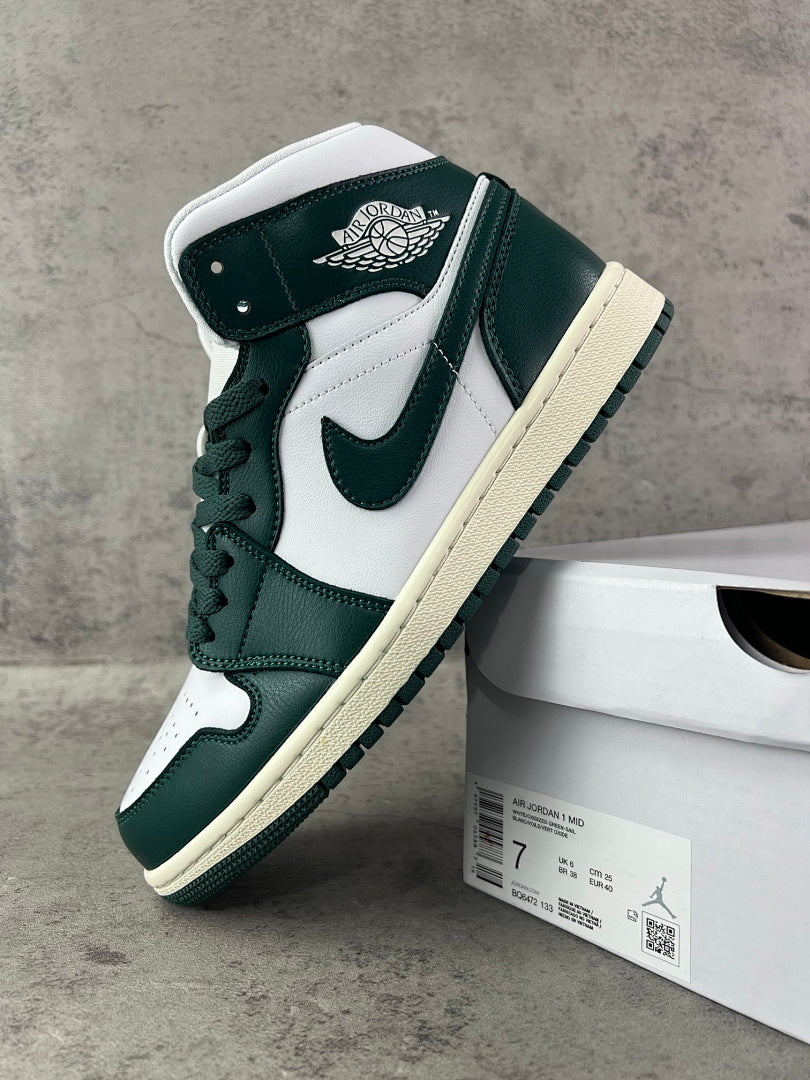 Nike Air Jordan 1 Mid Noble Green (554724-301) - Green White Sail Men's Women's Lifestyle Sneakers Basketball Shoes
