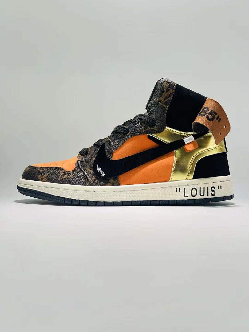 Louis Vuitton Monogram Air Jordan 1 High Orange Brown Black '85 Sneakers