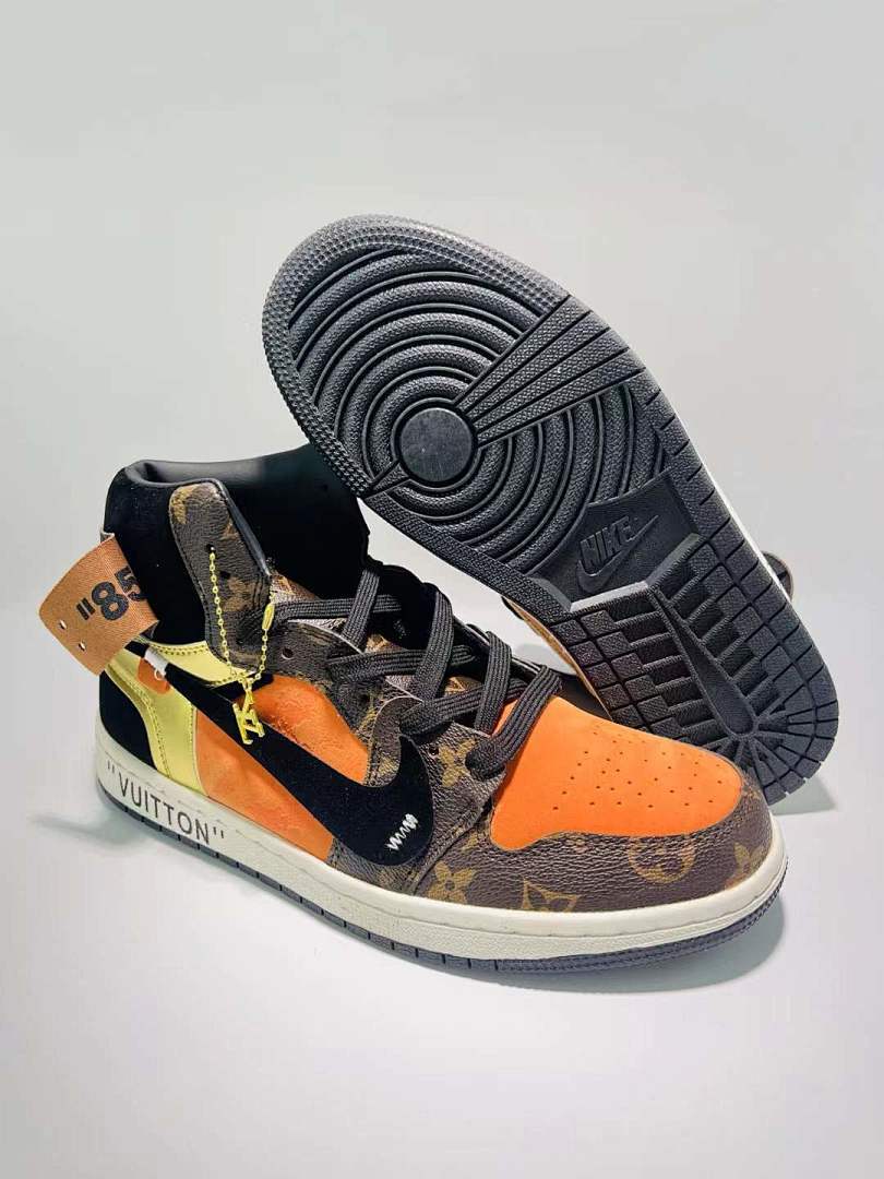 Louis Vuitton Monogram Air Jordan 1 High Orange Brown Black '85 Sneakers
