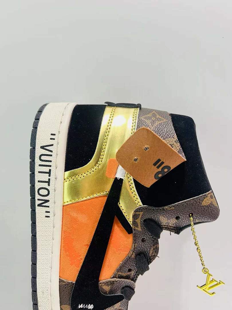 Louis Vuitton Monogram Air Jordan 1 High Orange Brown Black '85 Sneakers