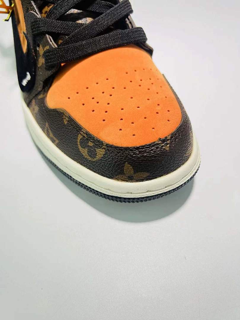 Louis Vuitton Monogram Air Jordan 1 High Orange Brown Black '85 Sneakers
