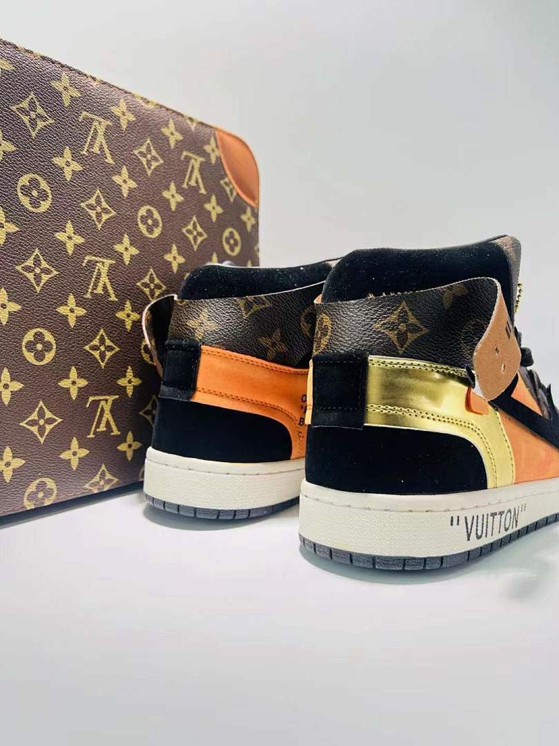 Louis Vuitton Monogram Air Jordan 1 High Orange Brown Black '85 Sneakers