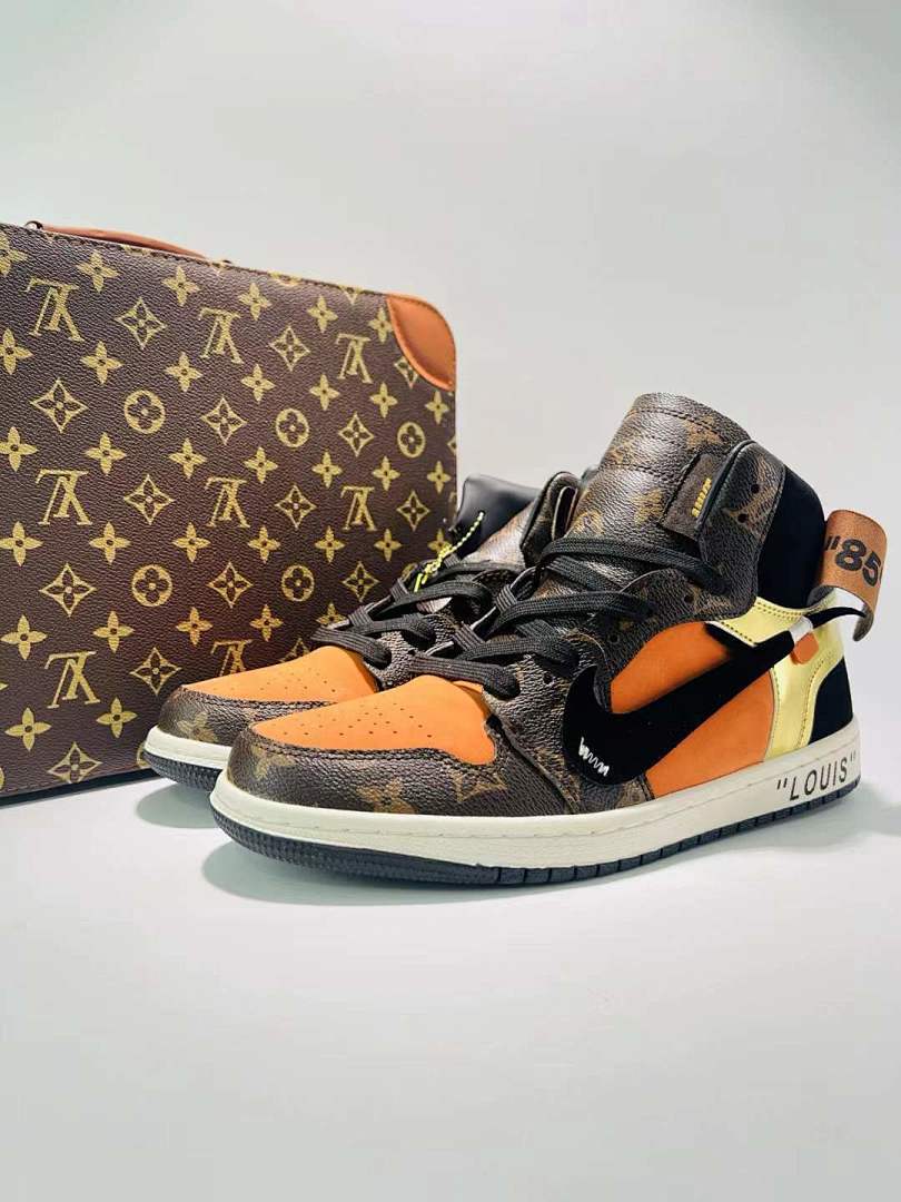 Louis Vuitton Monogram Air Jordan 1 High Orange Brown Black '85 Sneakers