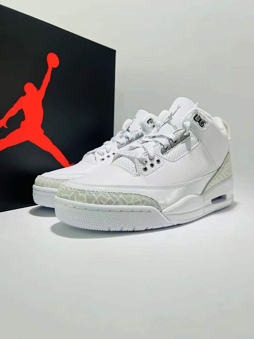 Air Jordan 3 Retro Pure White Men's Sneakers 136064-111