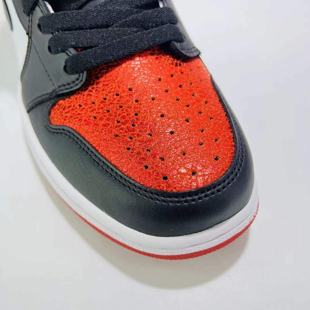 Nike Air Jordan 1 Retro High OG Black White Red Cracked Patent Leather Sneakers