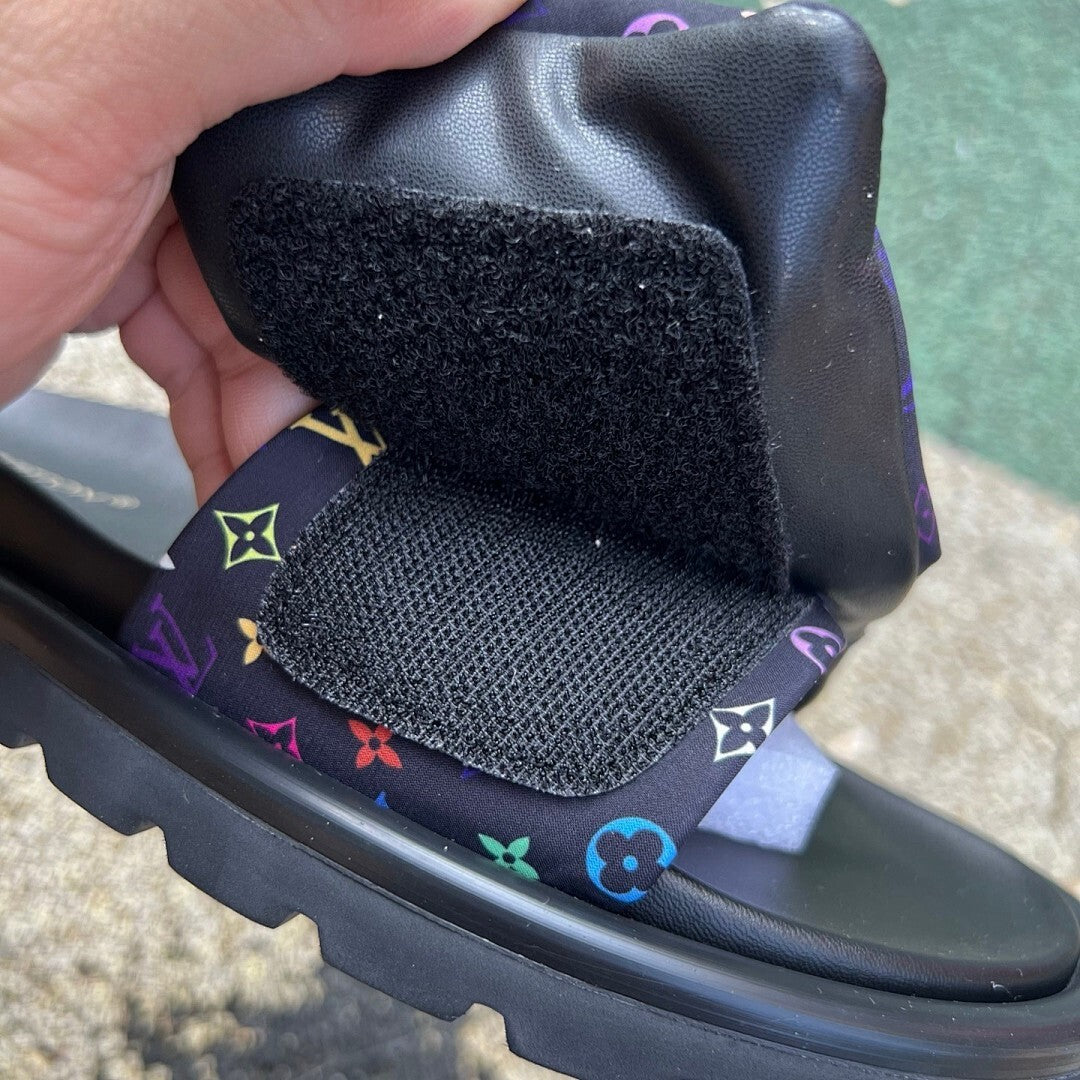 Louis Vuitton Pool Pillow Flat Mule Monogram Rainbow Black
