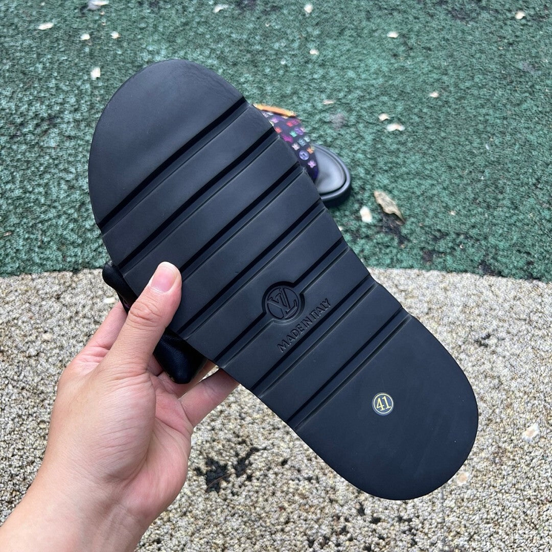 Louis Vuitton Pool Pillow Flat Mule Monogram Rainbow Black