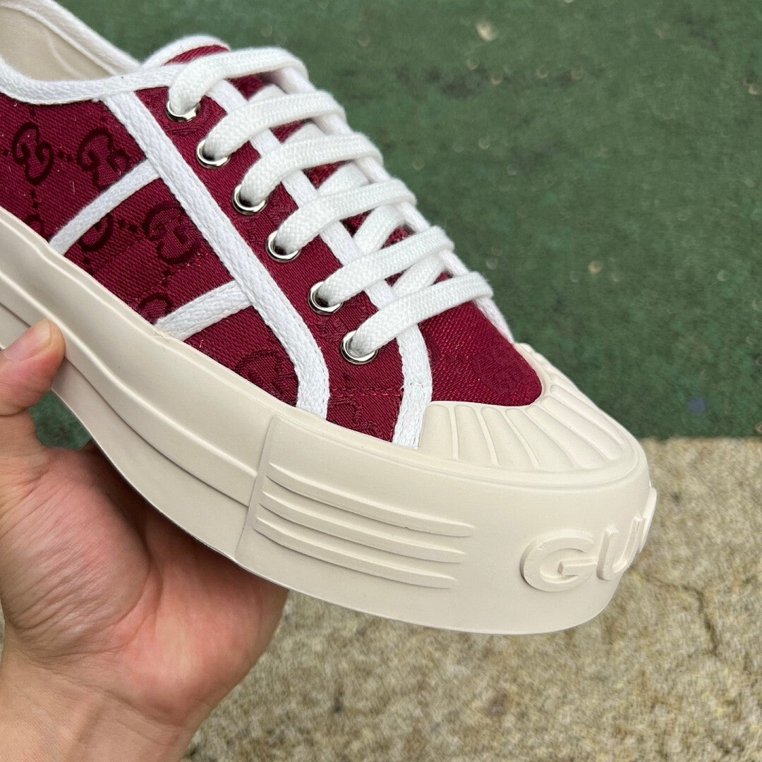 Gucci Women's Platform Sneaker with GG monogram Dark Red 679051 H2Z00 6480