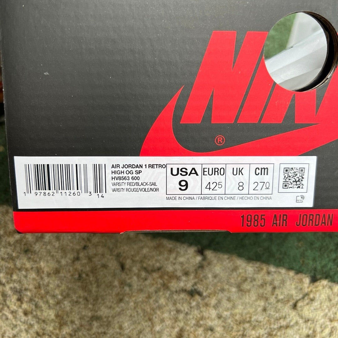 Union LA x Air Jordan 1 Retro High OG White Varsity Red Black BV1300-106