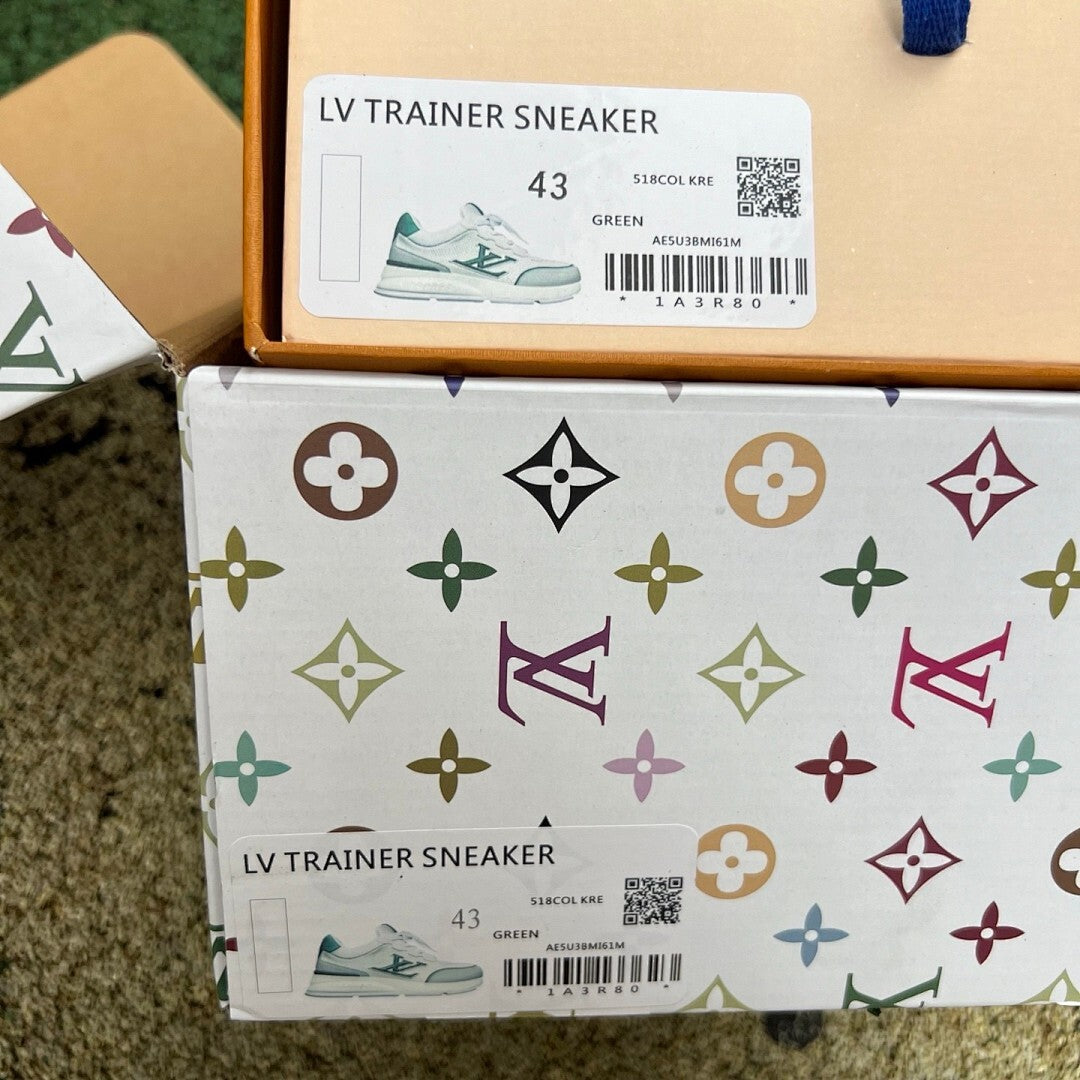 Louis Vuitton LV Trainer Sneaker White Green Grey
