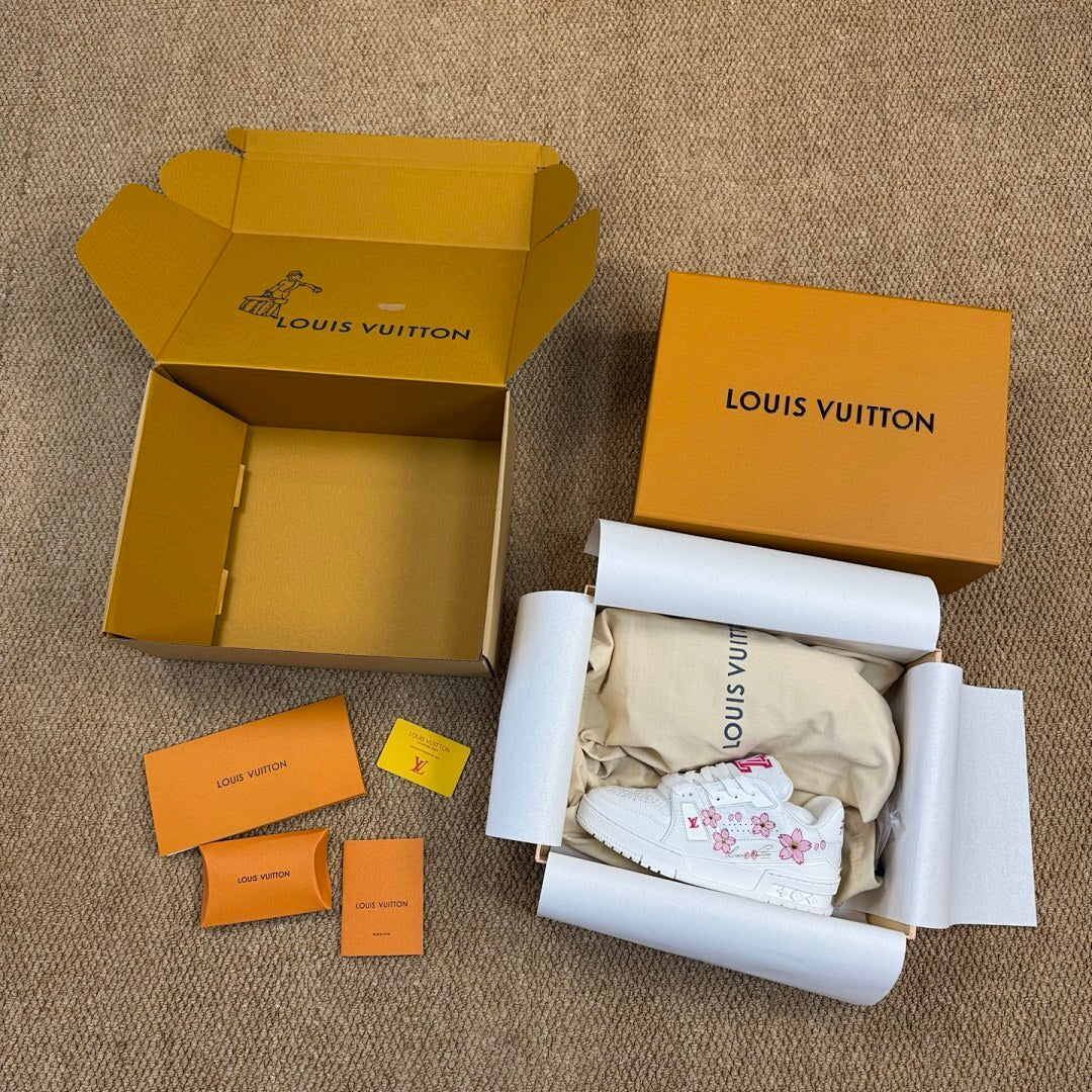 Louis Vuitton LV Trainer Sneaker White Pink Cherry Blossom