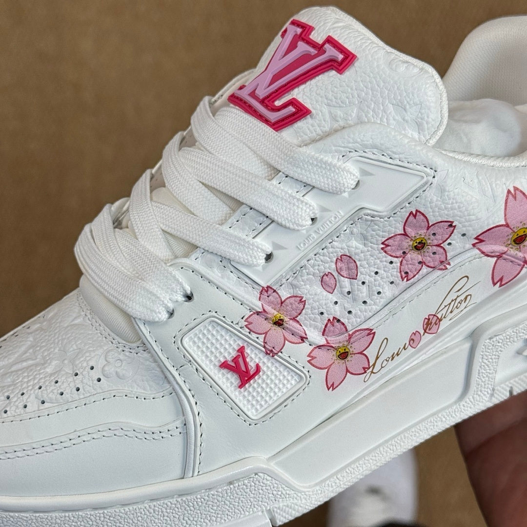 Louis Vuitton LV Trainer Sneaker White Pink Cherry Blossom