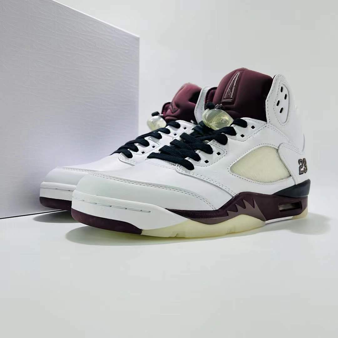 Nike Air Jordan 5 Retro Burgundy 2023 Men's Basketball Shoes White Deep Burgundy DV0562-161