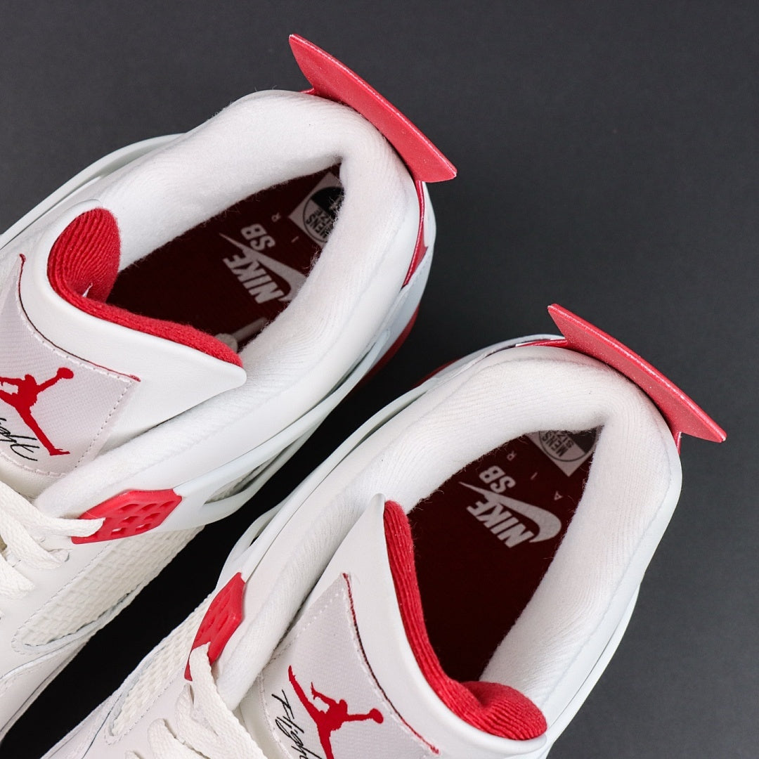 Air Jordan 4 Retro White Fire Red Light Grey Suede Gum