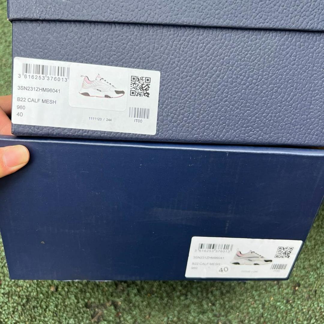 Dior B22 Sneaker White, Black and Pink Technical Mesh and Calfskin 3SN225YRP_H065