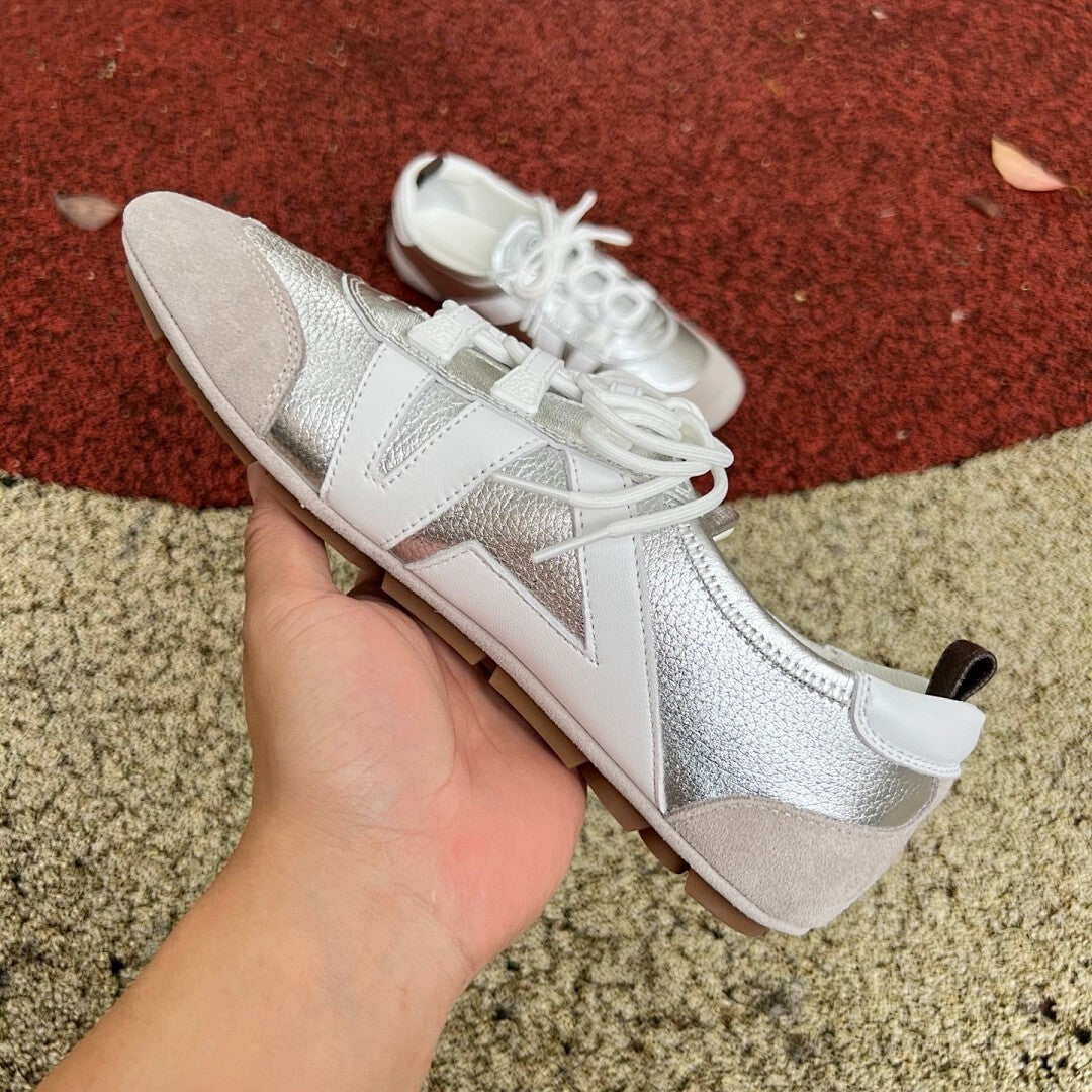 Louis Vuitton Run Away Sneaker Silver Metallic White Beige