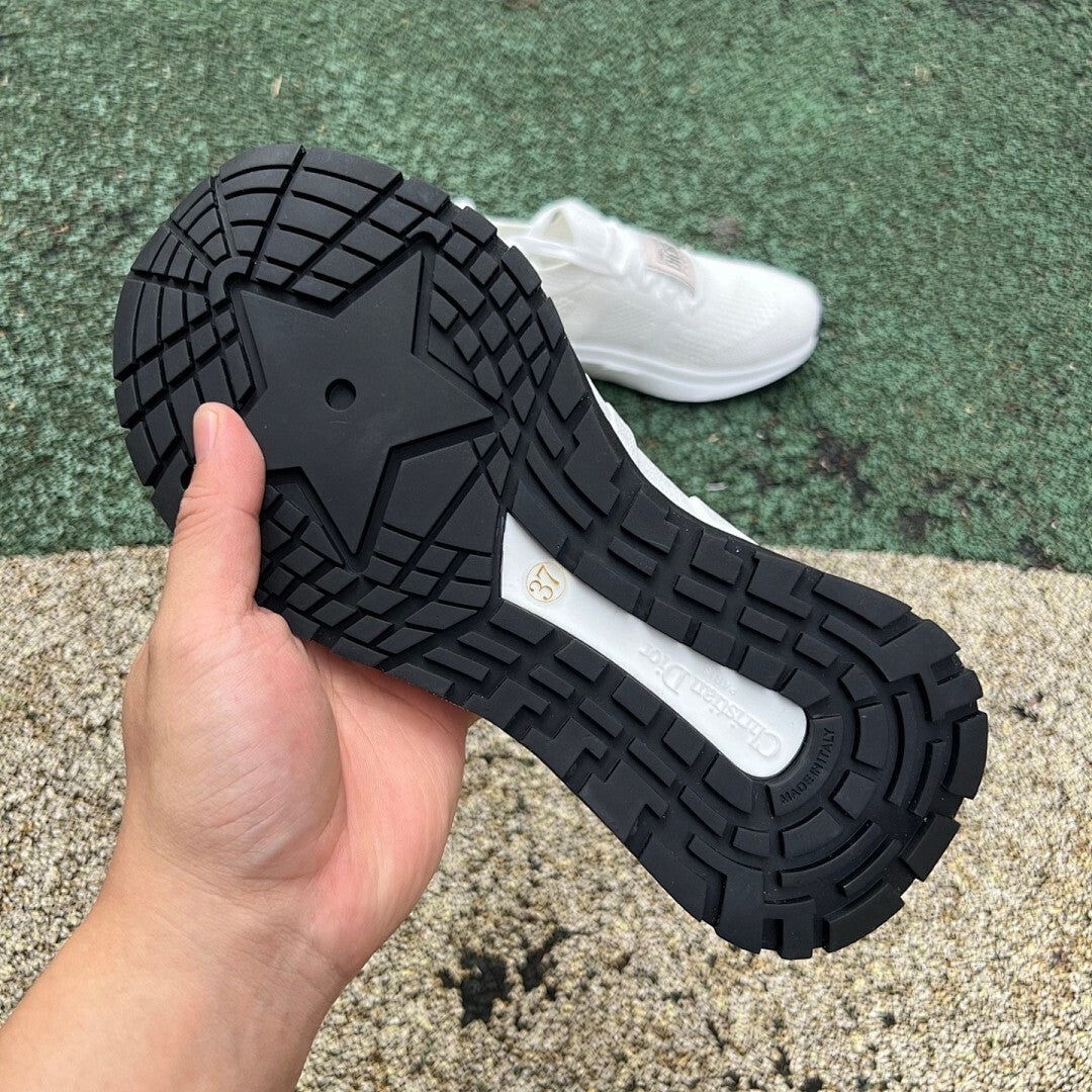 Christian Dior White Knit Low-Top Sneaker with Paris Strap