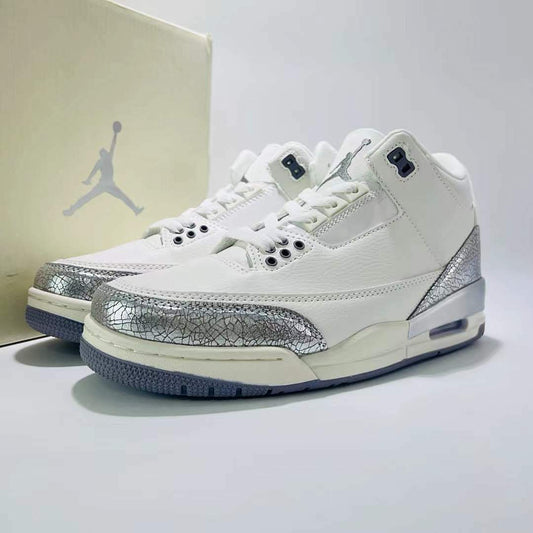 Nike Air Jordan 3 Retro WMNS 'Metallic Silver' White Cracked Silver Shoes CK9246-100