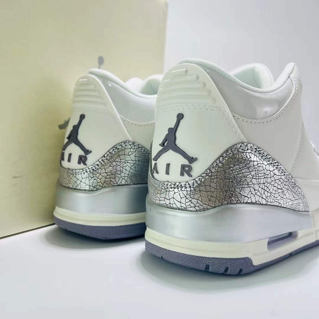 Nike Air Jordan 3 Retro WMNS 'Metallic Silver' White Cracked Silver Shoes CK9246-100