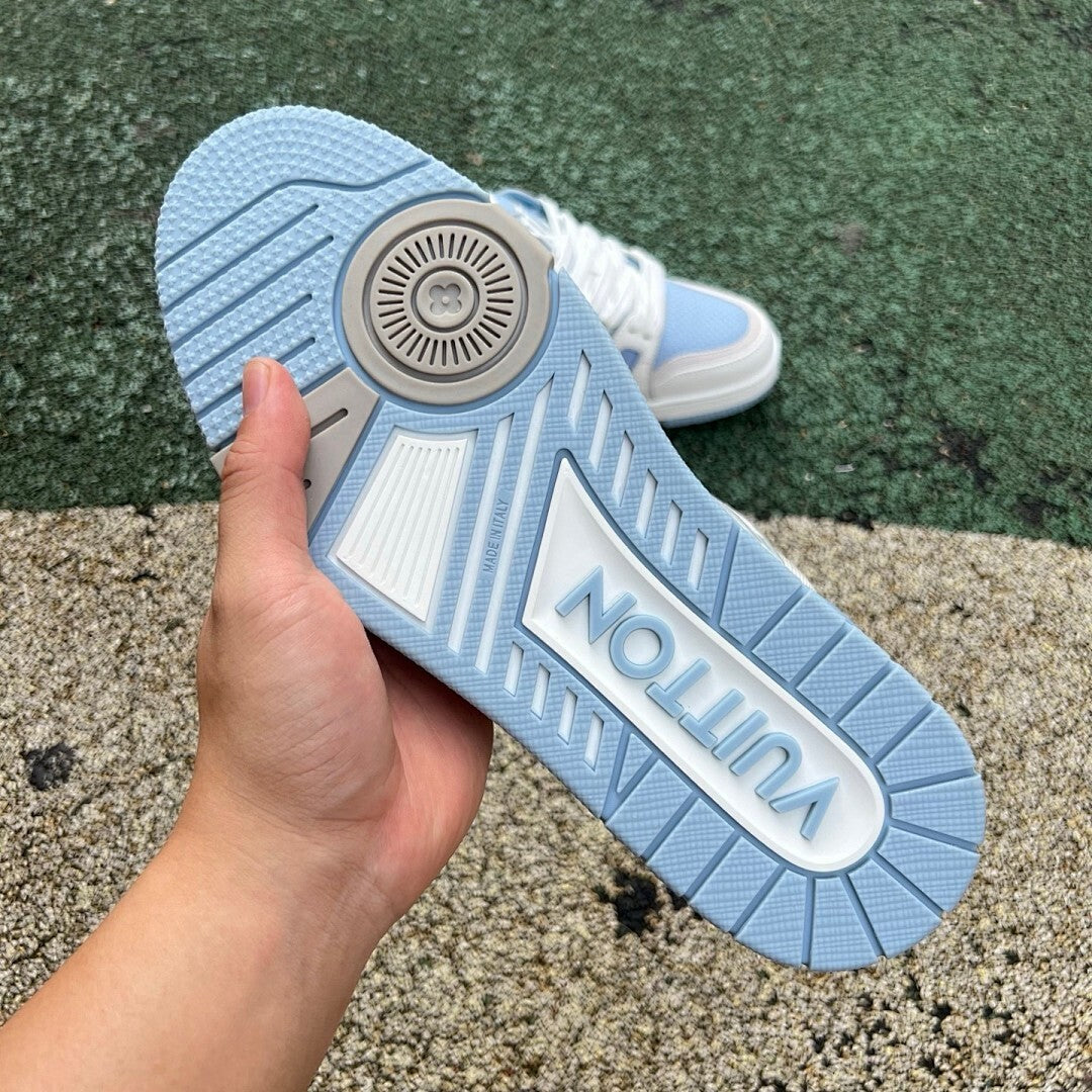 Louis Vuitton LV Trainer Sneaker White and Pastel Blue