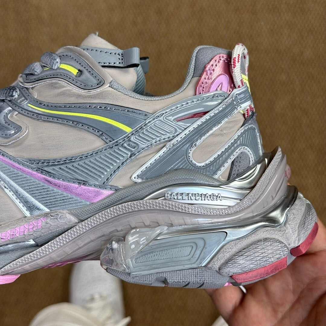 Balenciaga Runner Trainers Grey Yellow Pink