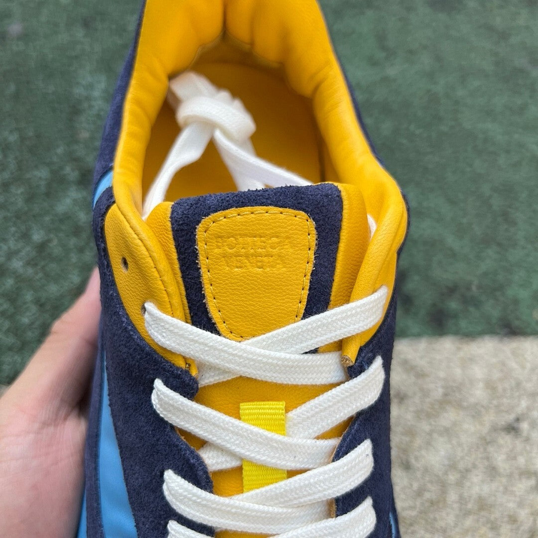 Visvim Roland Jogger Navy Light Blue Yellow Suede Nylon Sneakers