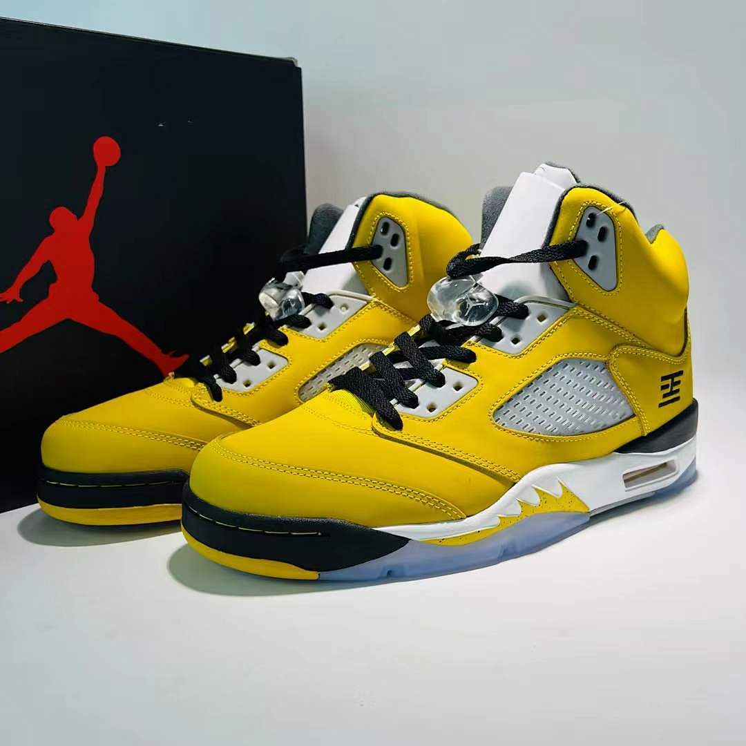 Nike Air Jordan 5 Retro SP Michigan Inspire Varsity Maize Yellow Black Men's Sneakers CQ9541-704 Basketball Shoes