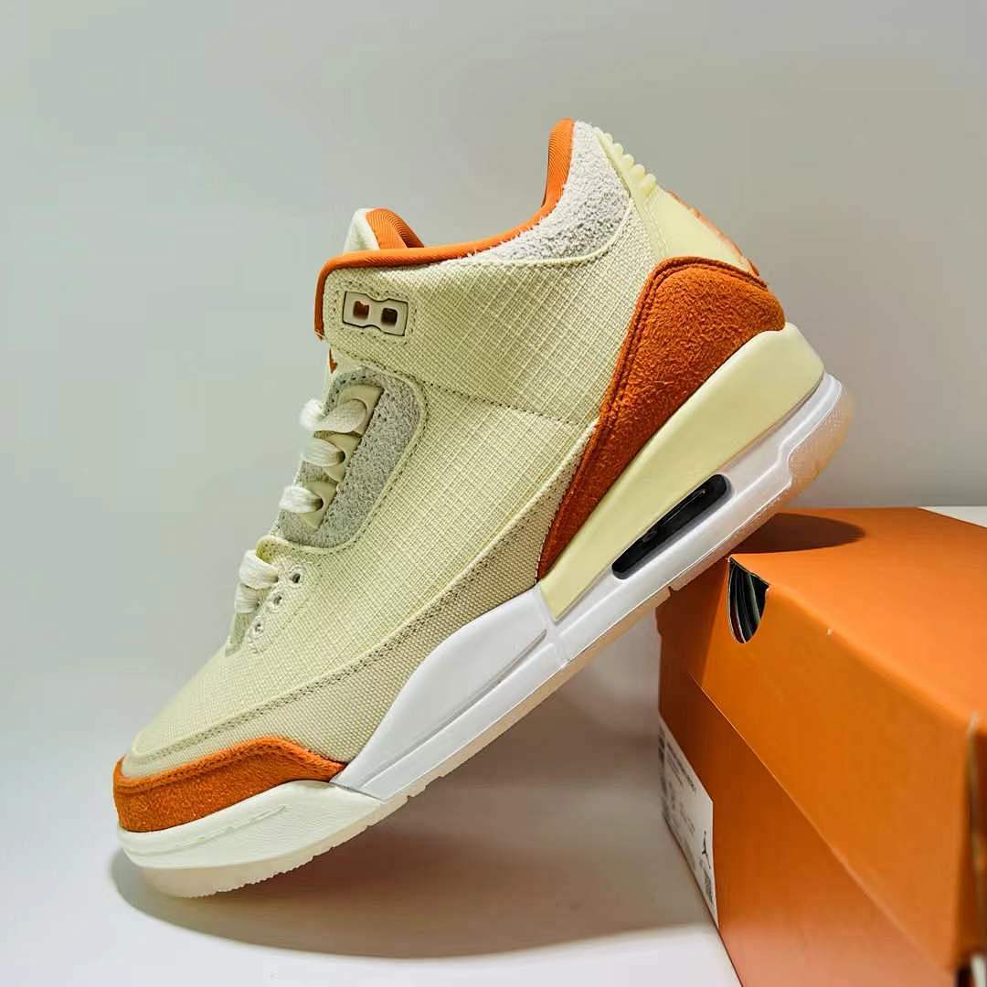 Air Jordan 3 Retro Muslin Orange Canvas Suede