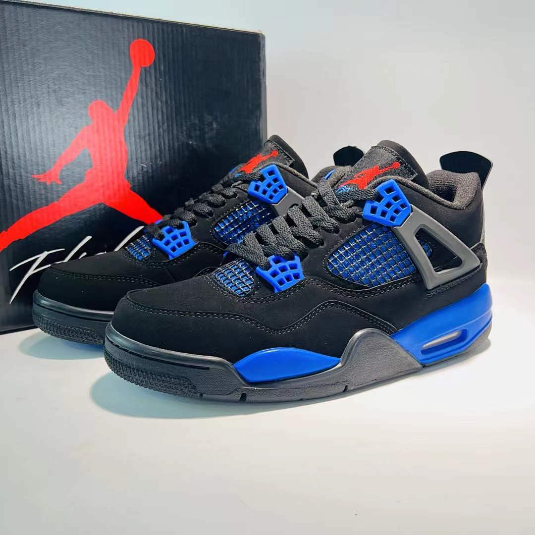 Air Jordan 4 Retro Alternate Motorsport Black Game Royal Sneakers 308497-006 Men's Shoes