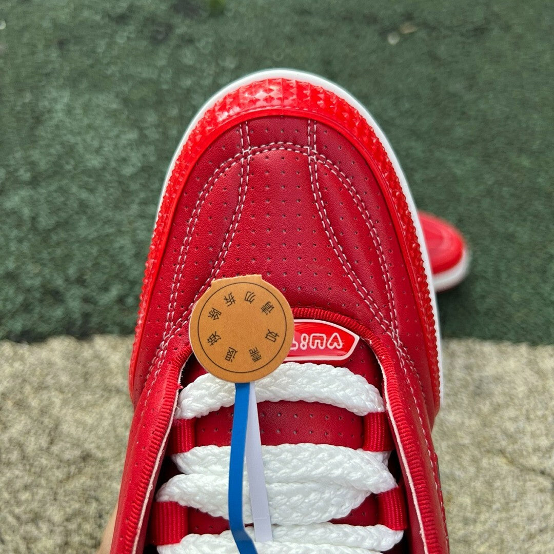 Louis Vuitton LV Trainer Sneaker Red Metallic Monogram Flower