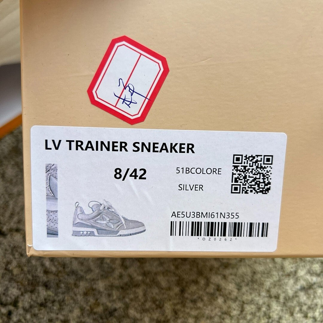 Louis Vuitton LV Trainer Low Top Sneaker Silver Perforated Calf Leather M20721