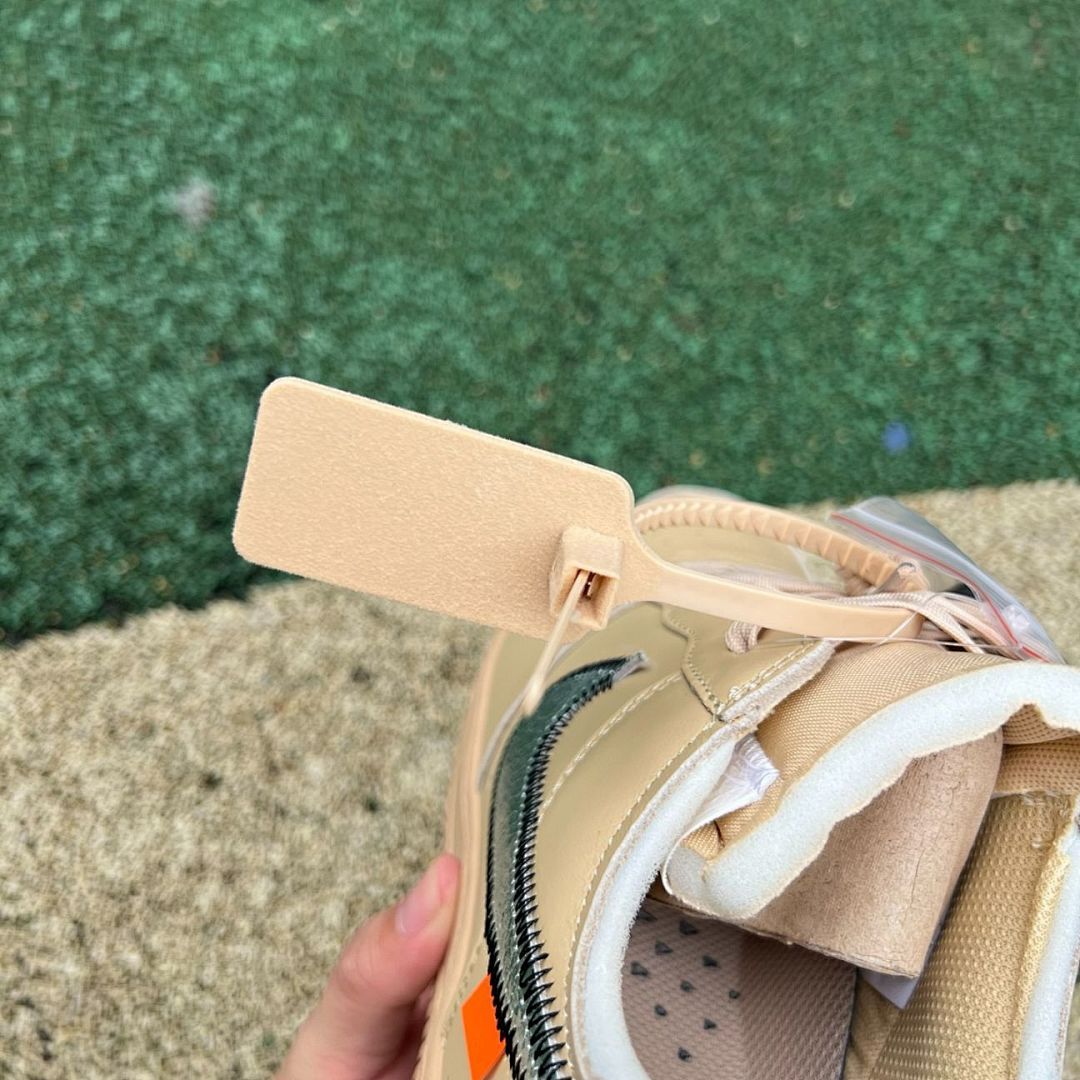 Nike Air Force 1 Low Off-White Tan Metallic Zipper Swoosh