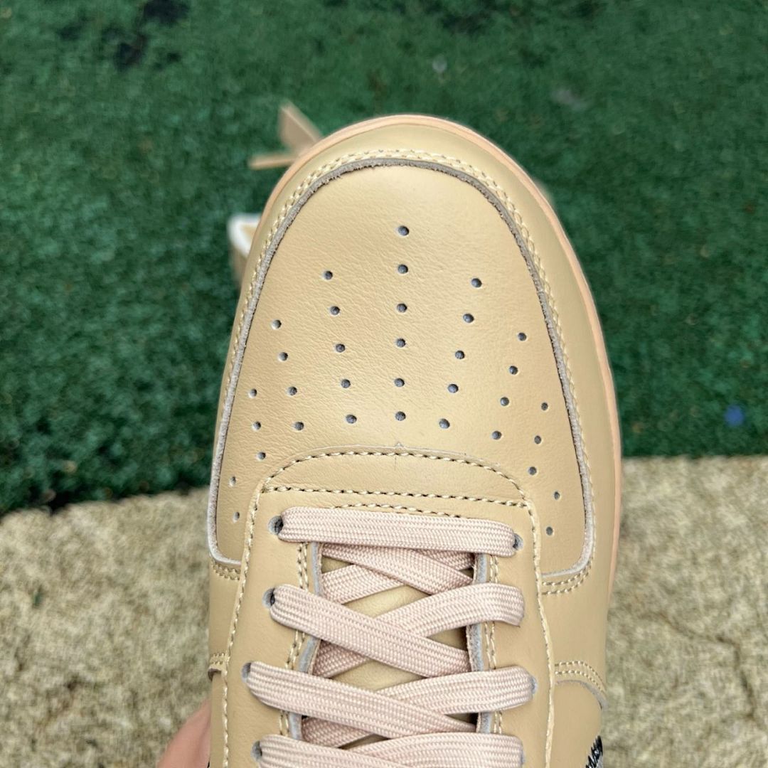 Nike Air Force 1 Low Off-White Tan Metallic Zipper Swoosh