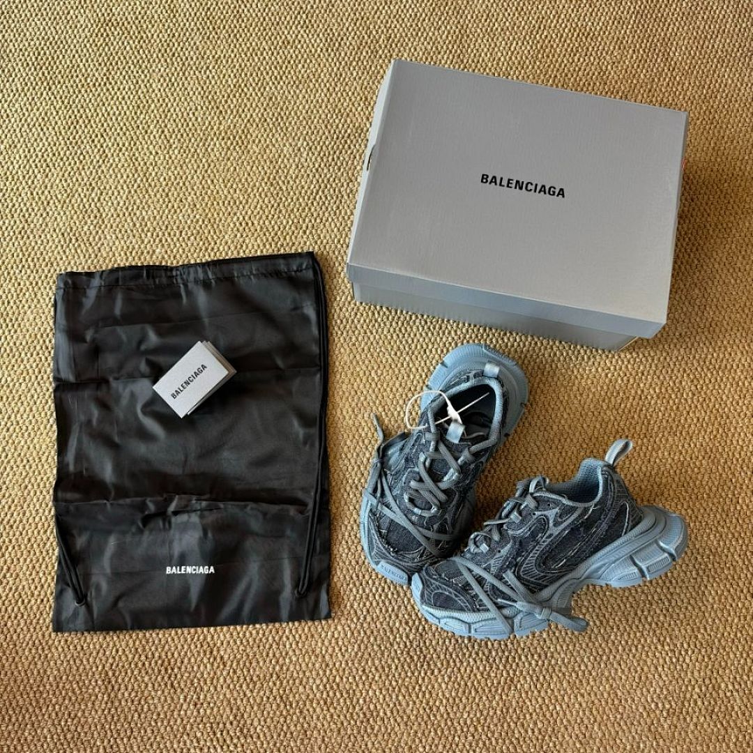Balenciaga 3XL Trainer distressed denim sneakers 777649 W3XL1 4969