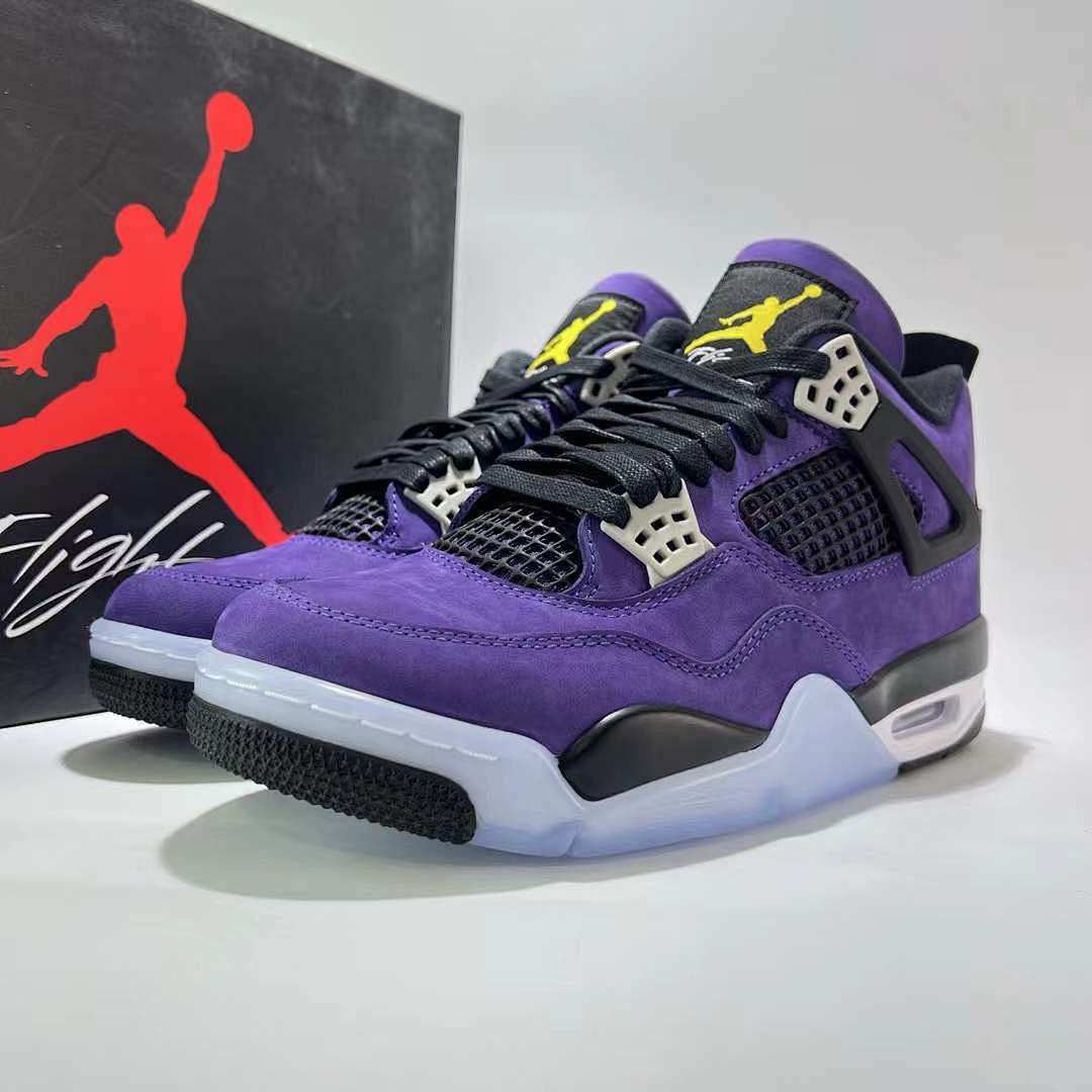 Air Jordan 4 Retro 'Court Purple' CT8527-500 Purple Black Yellow Jumpman Basketball Sneakers