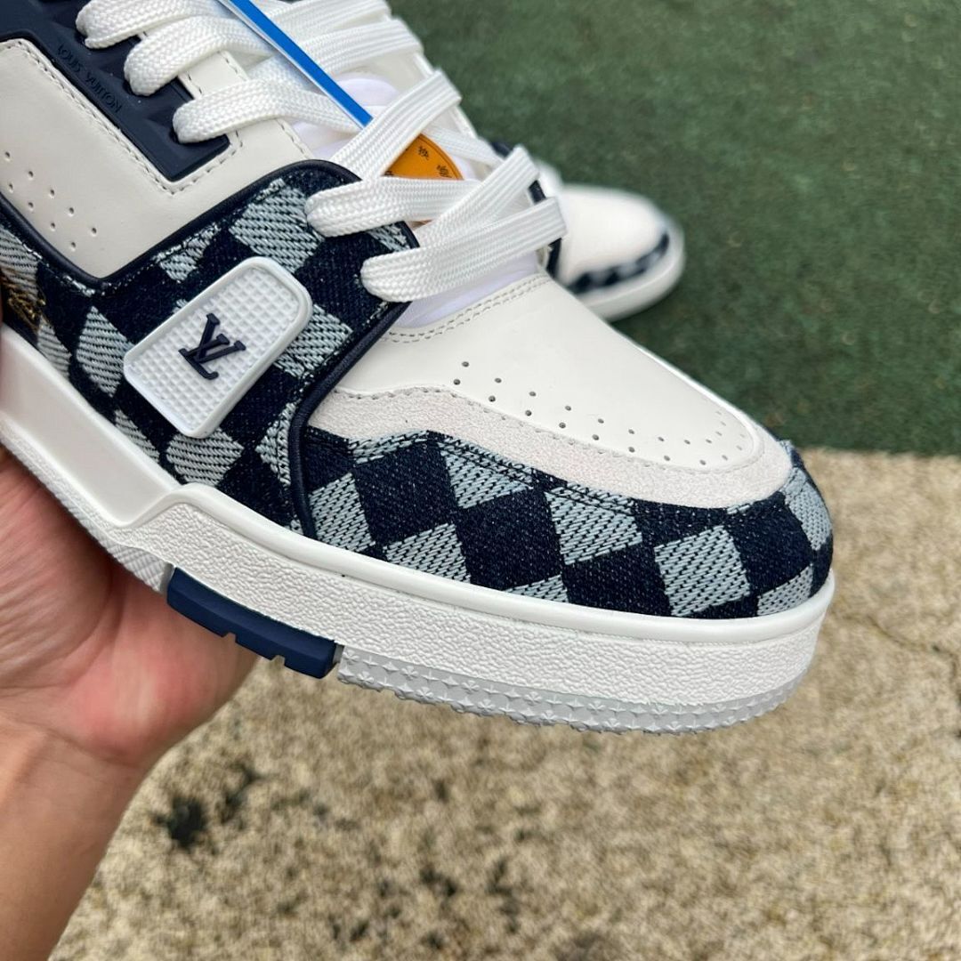 Louis Vuitton LV Trainer Sneaker Damier Monogram Denim Blue White