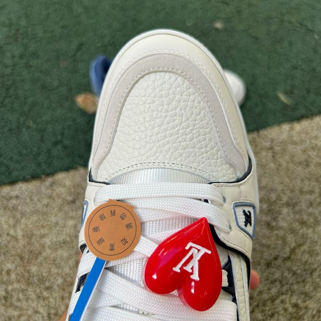 LV Trainer Sneaker Ecru and Blue 1A9ZFN