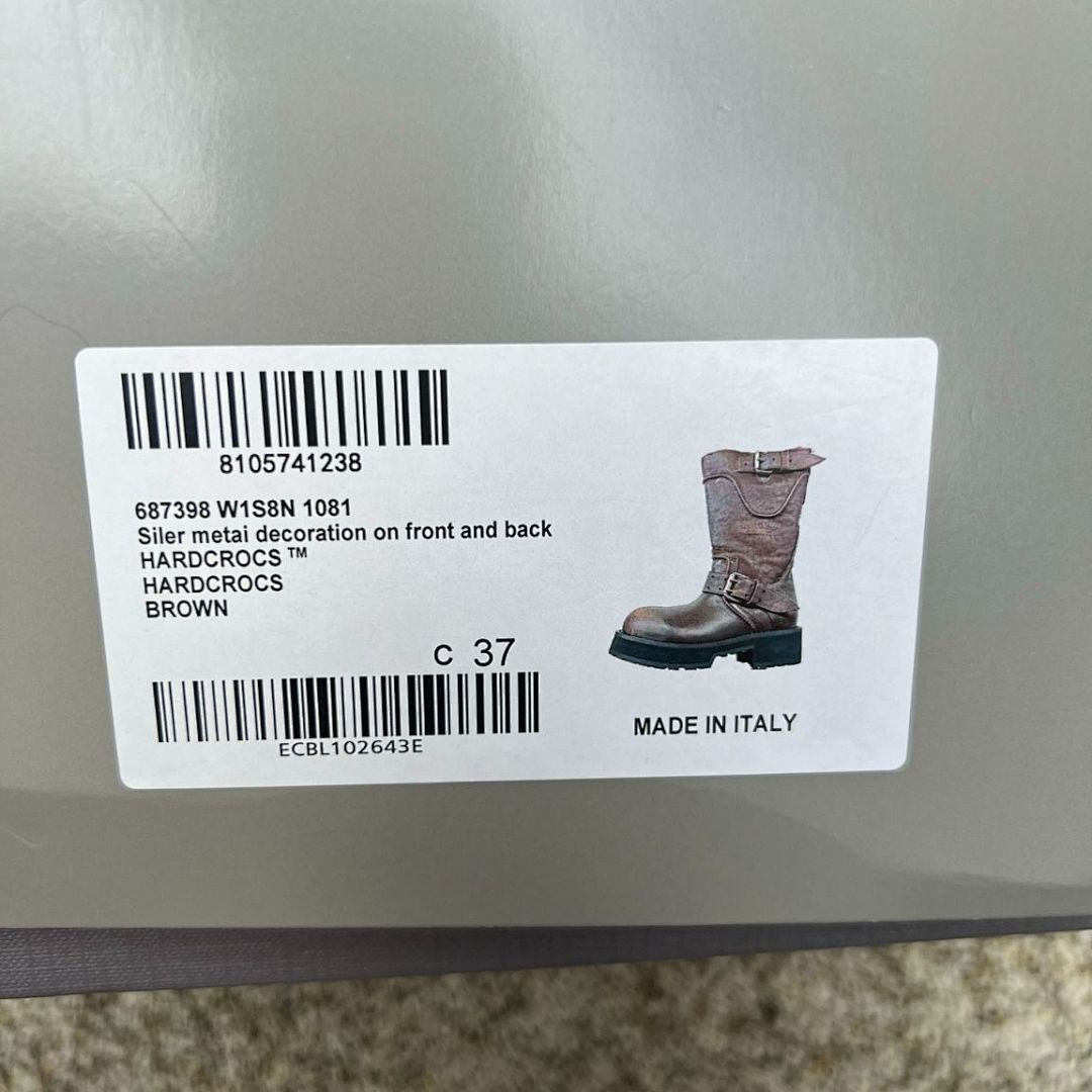 Balenciaga Leather Biker Boots 10 AV George V Paris Address Dark Brown