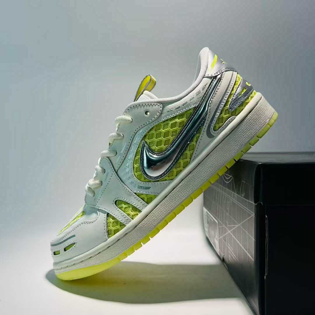 Nike Dunk Low Disrupt 2 Coconut Milk Metallic Silver Barely Volt Women's Shoes DV4029-100 Yellow Mesh Sneakers Lifestyle Fashion Trainers